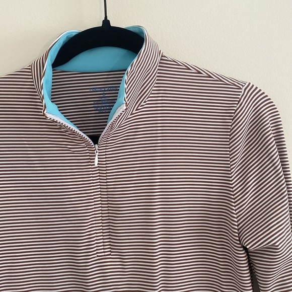 J.McLaughlin Ace Knit Stripe Print Quarter Zip Mock Neck Long Sleeve Pullover SM - Picture 2 of 7